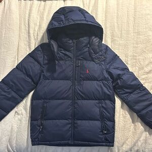 Ralph Lauren Ripstop Down Hooded Jacket
Navy Blue 
Boys L14-16